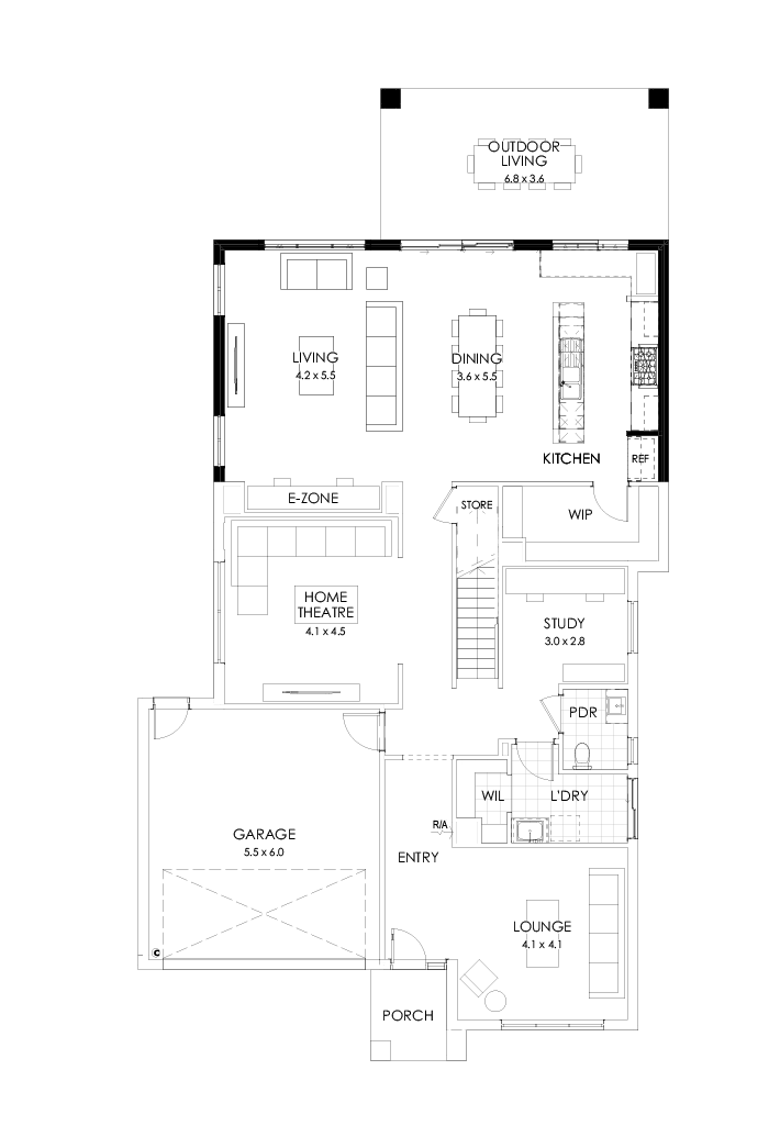 39 Ground Floor Floorplan (Alternate kitchen)