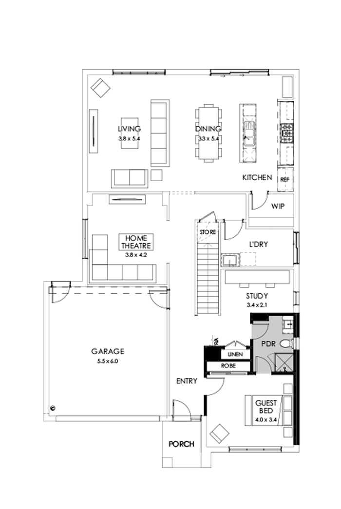 36 Ground Floor Floorplan (Guest bedroom)