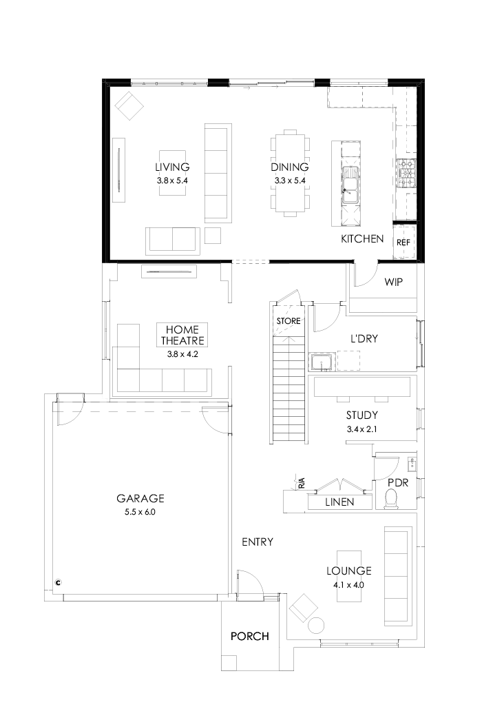 36 Ground Floor Floorplan (Alternate kitchen)