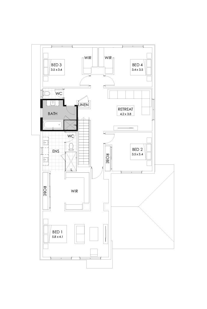 39 First Floor Floorplan (Shower to powder - Flipped)