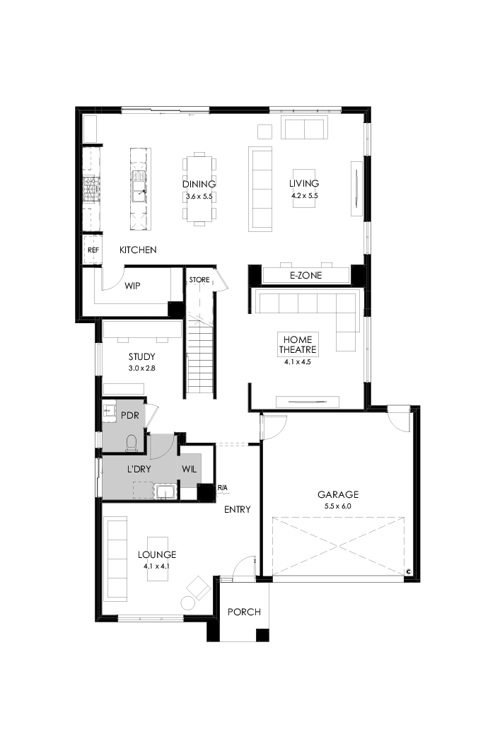 39 Ground Floor Floorplan (Standard - Flipped)