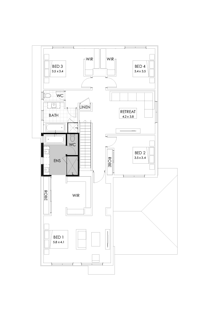 39 First Floor Floorplan (Bath to ensuite - Flipped)