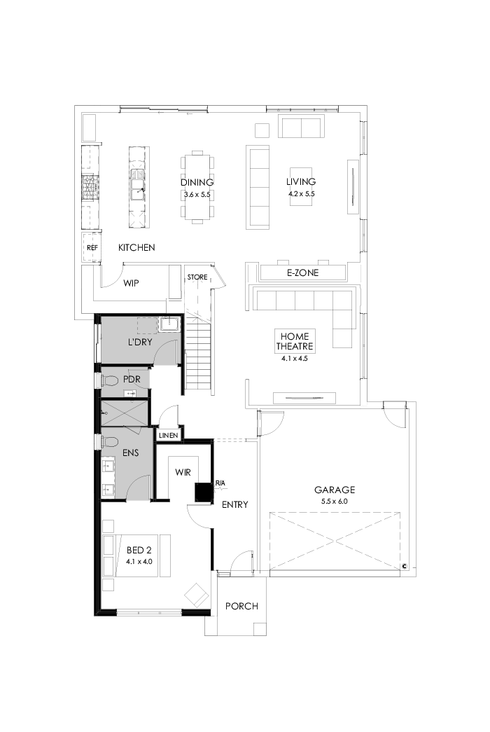 39 Ground Floor Floorplan (Additional bed 1 - Flipped)