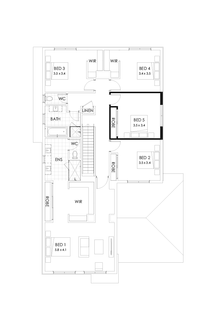 39 First Floor Floorplan (5th bedroom - Flipped)