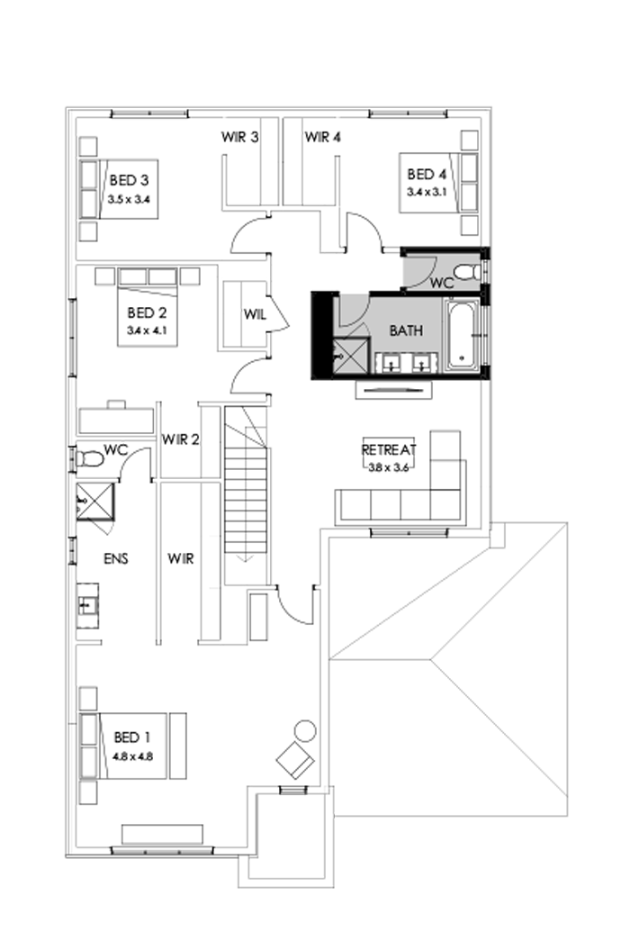 36 First Floor Floorplan (Bathroom upgrade - Flipped)