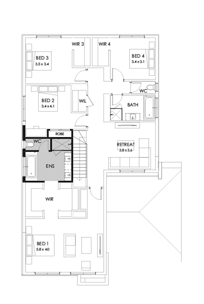 36 First Floor Floorplan (Bath to ensuite - Flipped)
