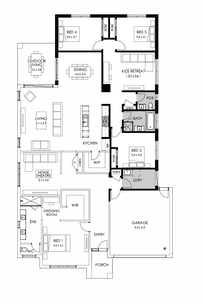 32  Floor Floorplan (Additional ensuite - Flipped)