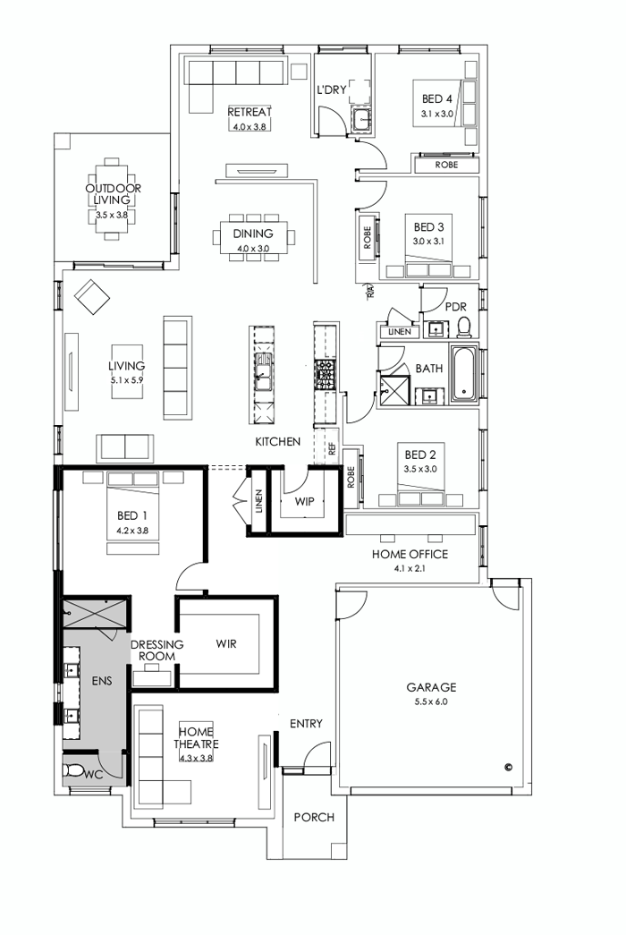 32  Floor Floorplan (Alternate theatre - Flipped)