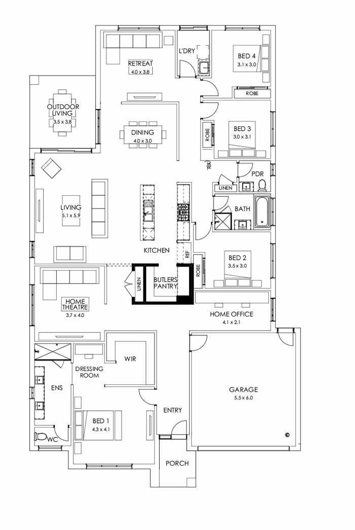 32  Floor Floorplan (Butler's pantry - Included - Flipped)