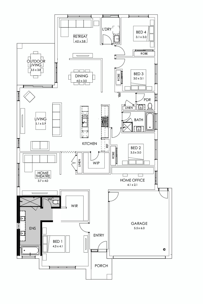 32  Floor Floorplan (Grand outdoor living - Flipped)