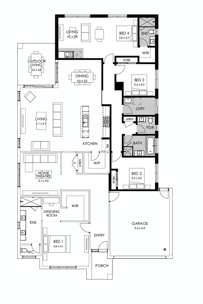 32  Floor Floorplan (Guest wing - Flipped)