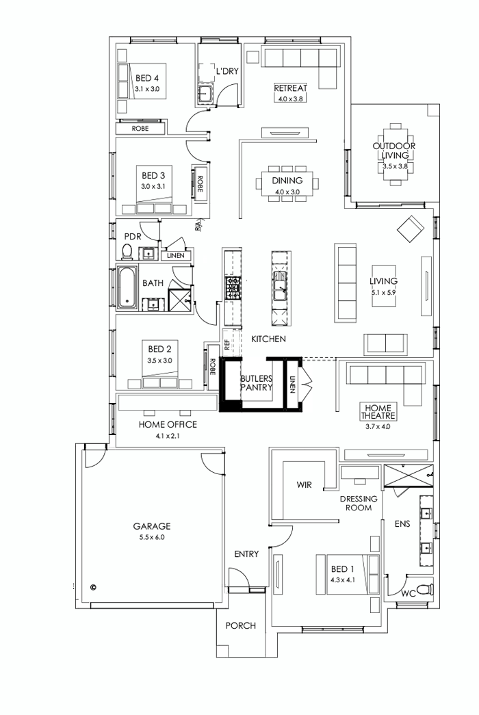 32  Floor Floorplan (Butler's pantry - Included)