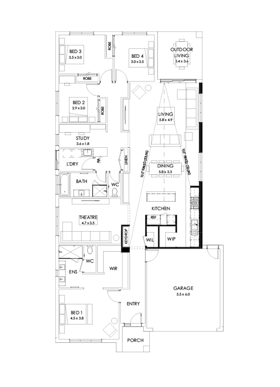 29  Floor Floorplan (Raked ceiling 10.5 deg with alternate kitchen  )