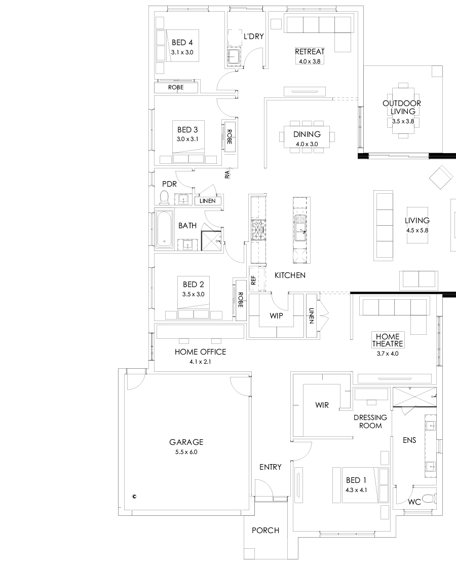 32  Floor Floorplan (Larger living - Flipped)