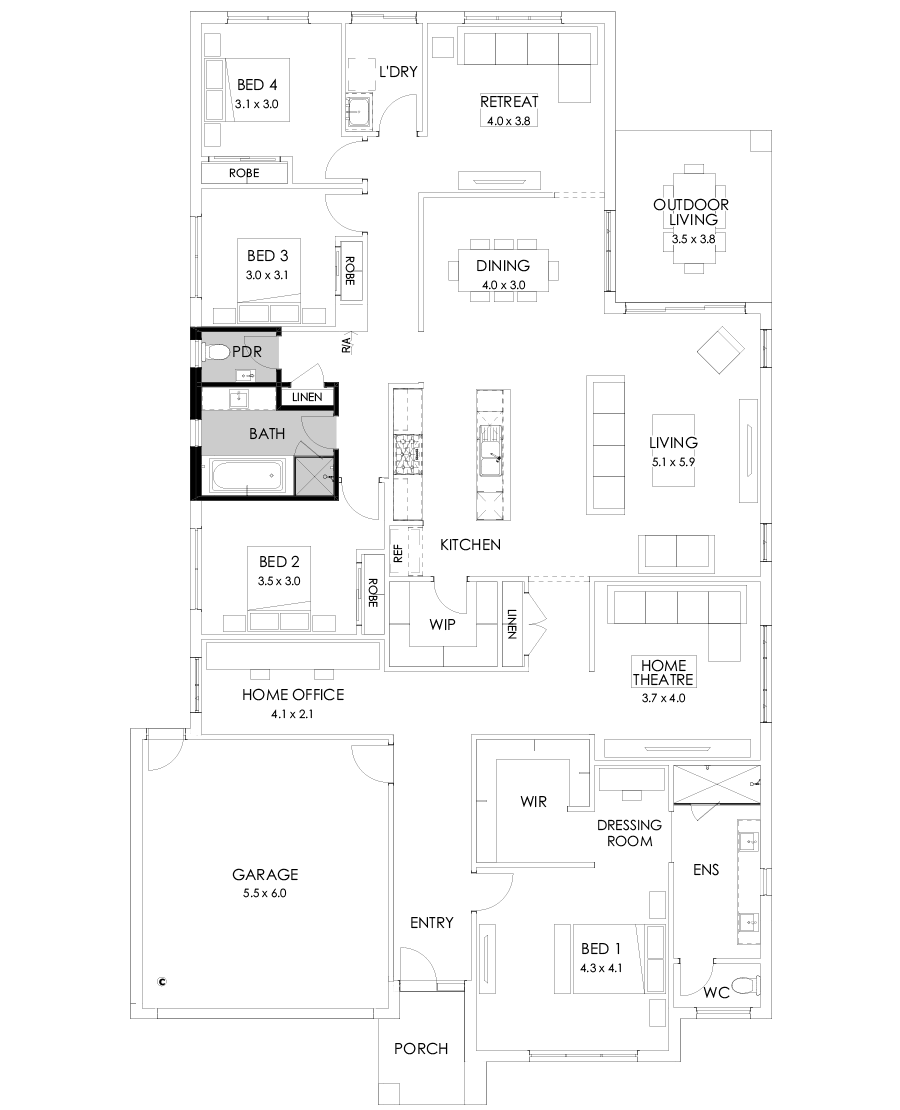 32  Floor Floorplan (Bathroom upgrade - Flipped)