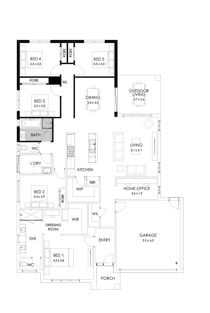 28  Floor Floorplan (5th bedroom - Flipped)