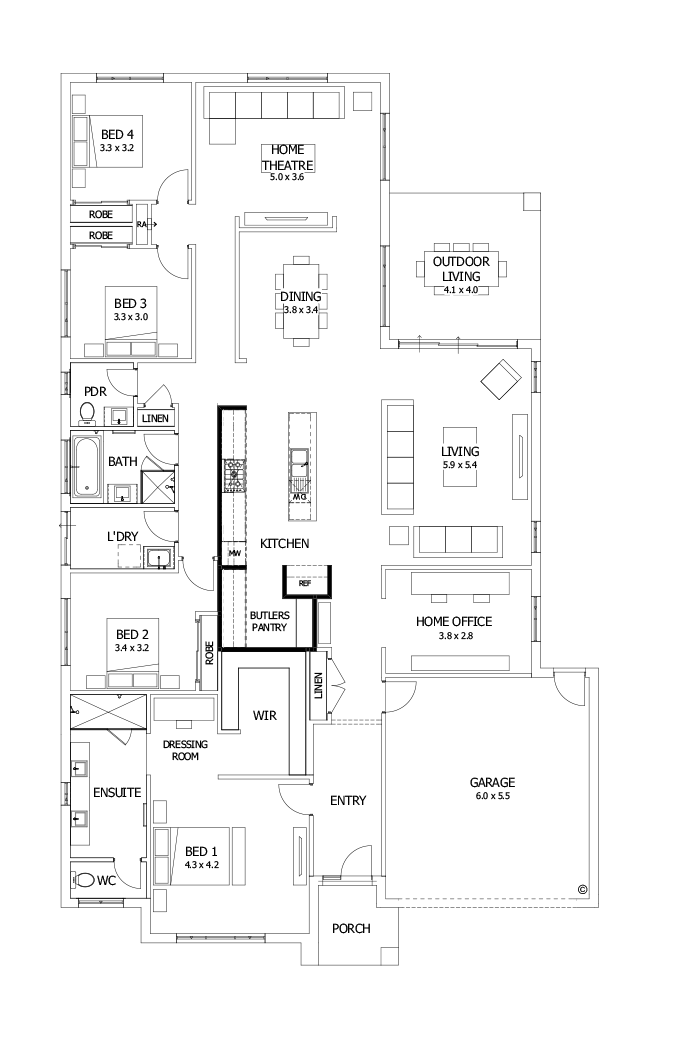 32  Floor Floorplan (Butler's pantry - Included - Flipped)
