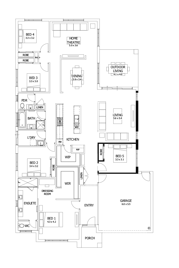 32  Floor Floorplan (5th bedroom - Flipped)