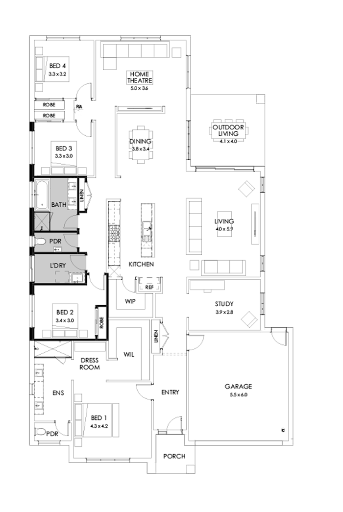 32  Floor Floorplan (Bathroom upgrade - Flipped)