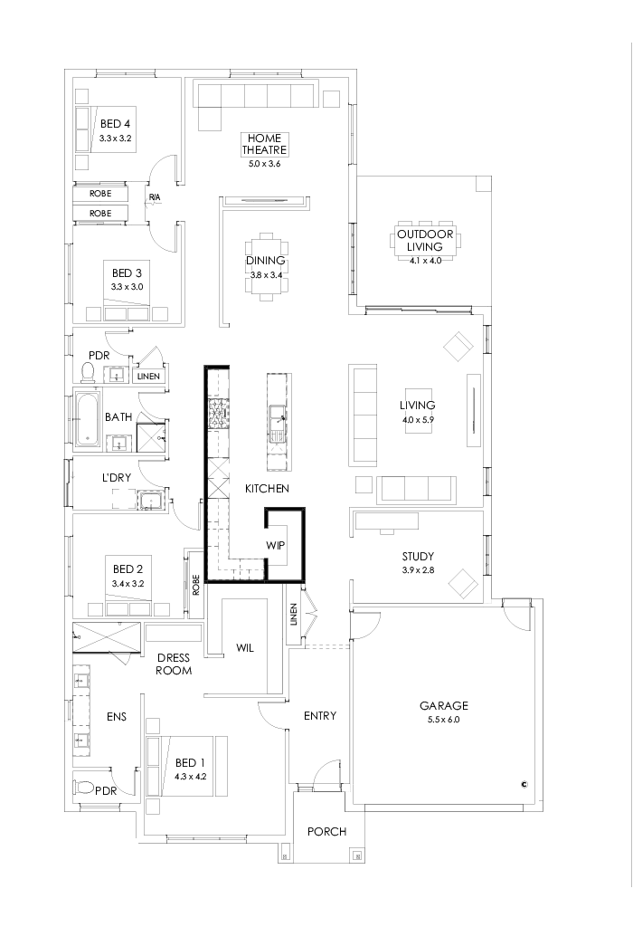 32  Floor Floorplan (Alternate kitchen - Flipped)
