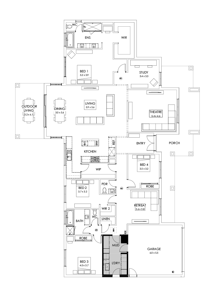 42  Floor Floorplan (Veranda - Flipped)