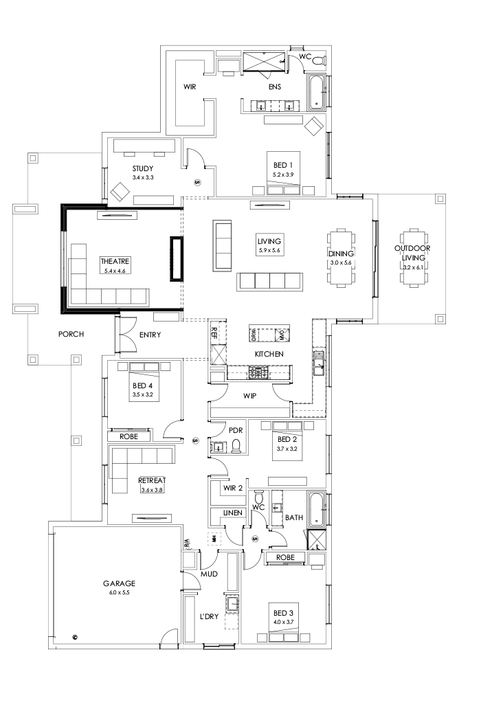 42  Floor Floorplan (Raked ceiling 10.5 deg theatre)