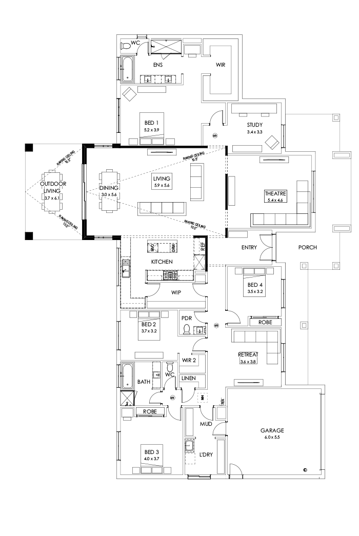 42  Floor Floorplan (Alternate laundry - Flipped)