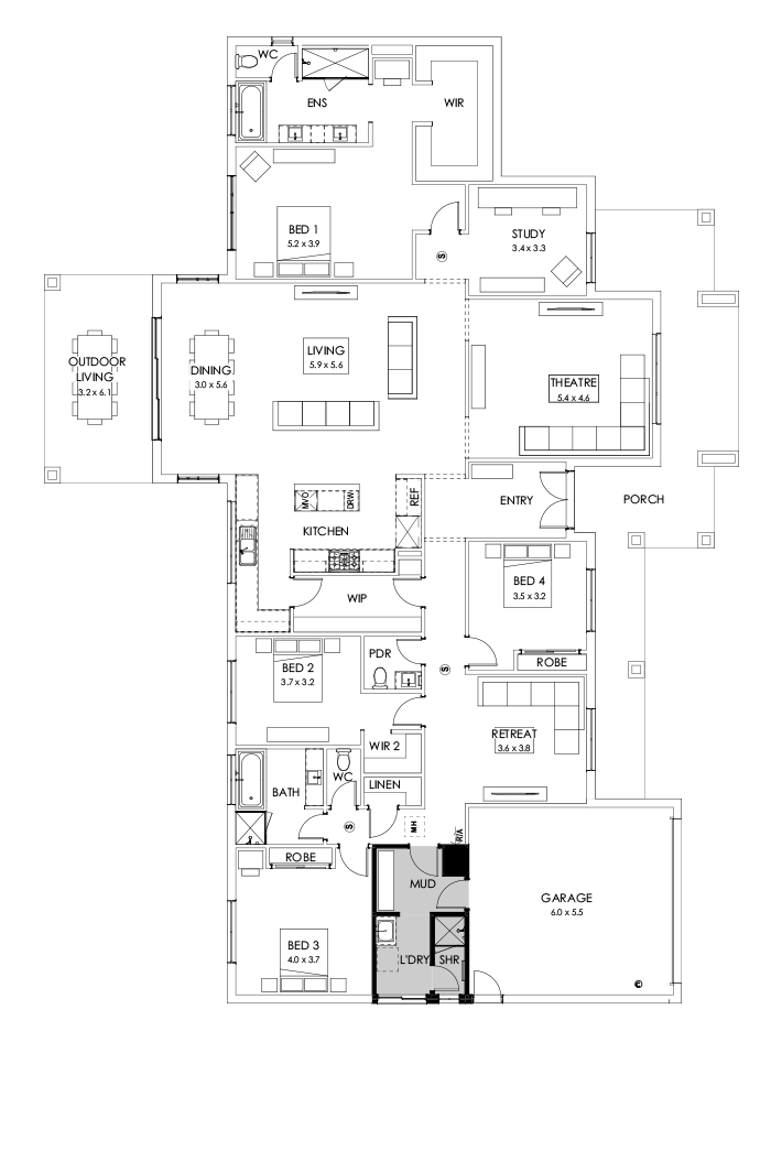 42  Floor Floorplan (Shower to laundry)