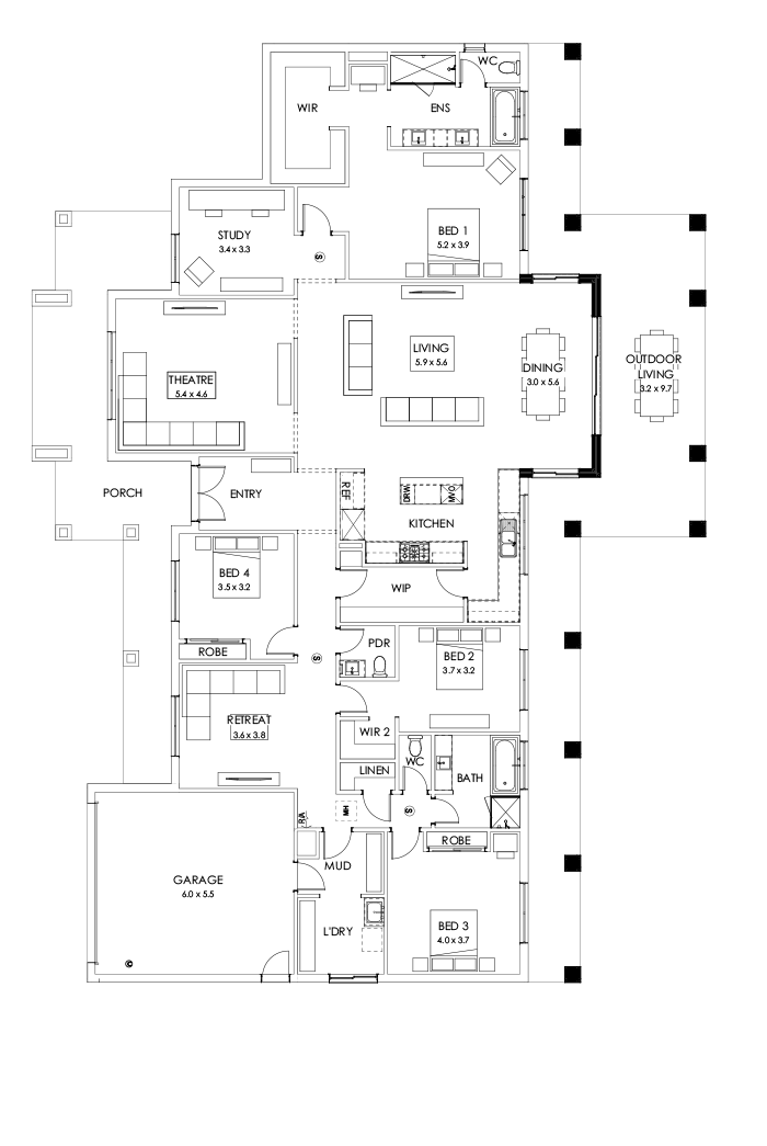 42  Floor Floorplan (Alternate grand outdoor living - Flipped)
