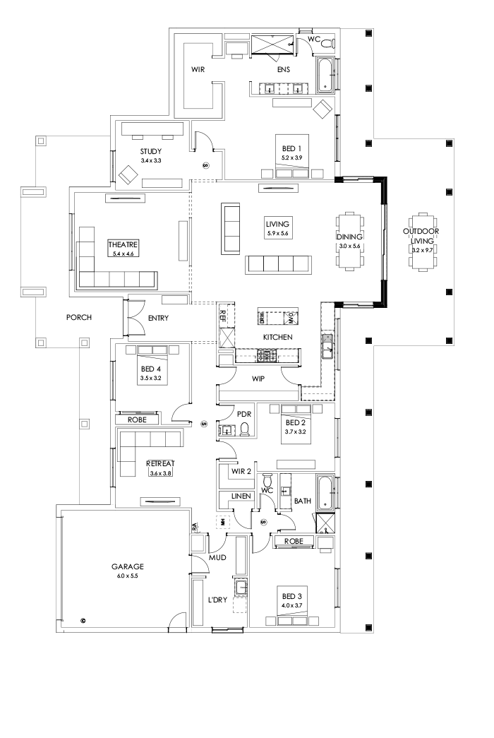 42  Floor Floorplan (Grand outdoor living - Flipped)