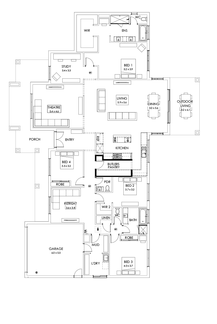 42  Floor Floorplan (Butler's pantry - Included - Flipped)