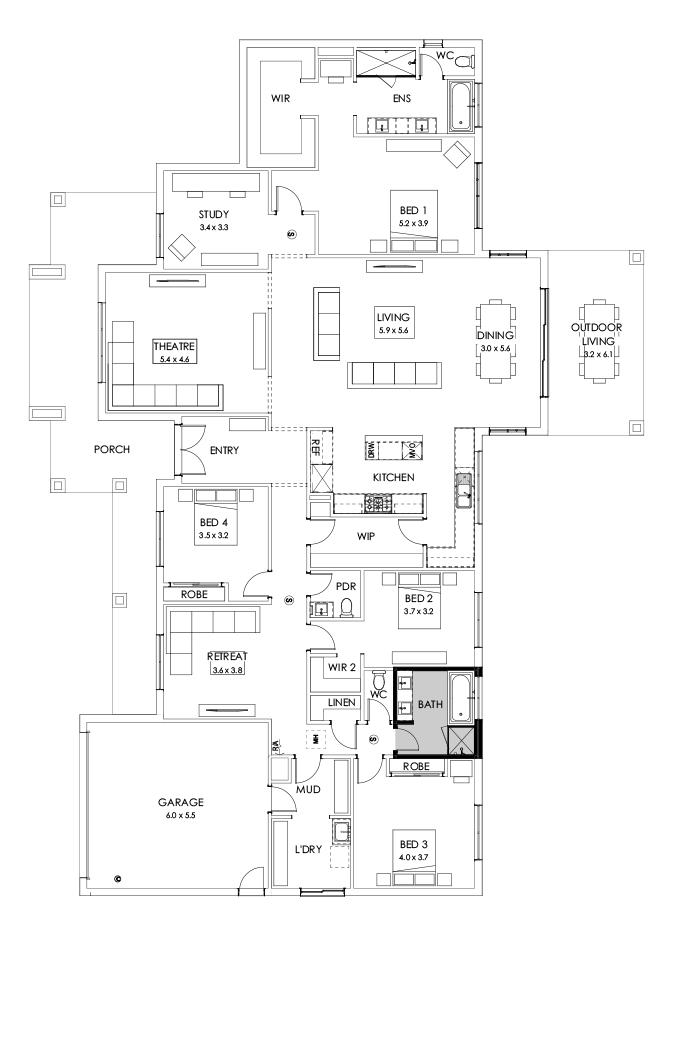 42  Floor Floorplan (Bathroom upgrade - Flipped)