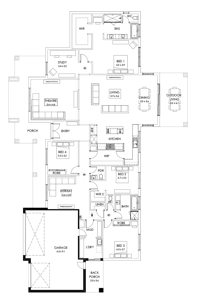 42  Floor Floorplan (Triple garage - Flipped)