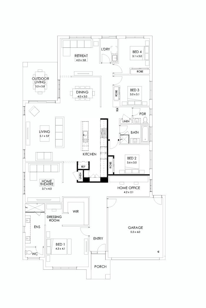 32  Floor Floorplan (Alternate kitchen - Flipped)
