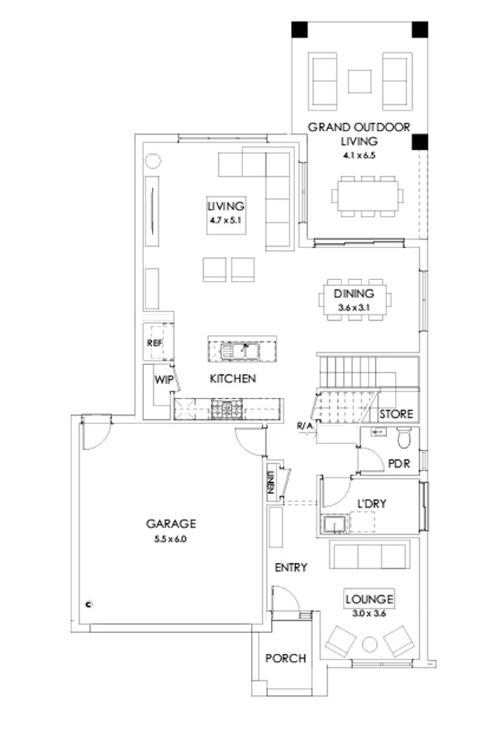 31 Ground Floor Floorplan (Grand outdoor living  - Flipped)