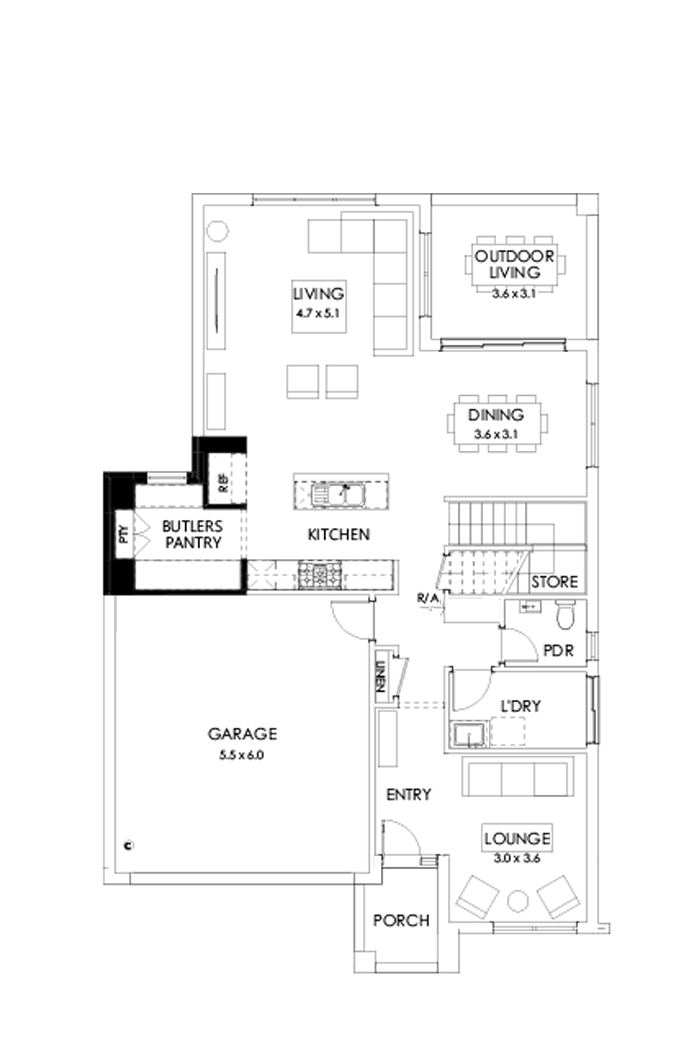 31 Ground Floor Floorplan (Butler's pantry - Included - Flipped)