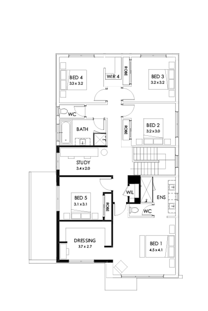 31 First Floor Floorplan (5th bedroom  - Flipped)