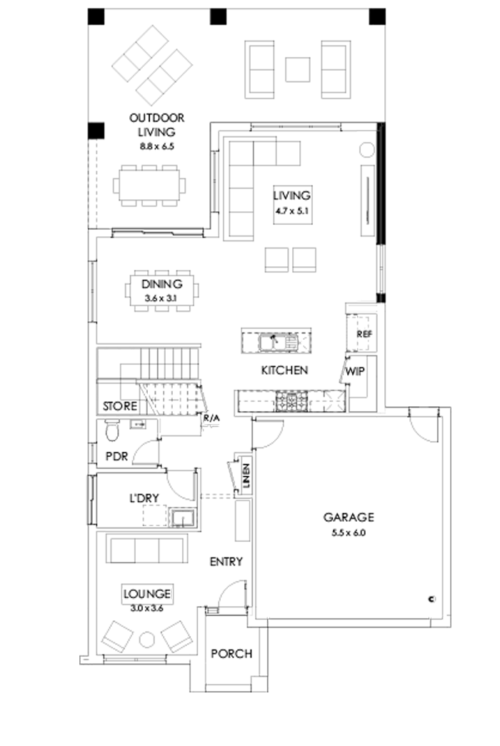 31 Ground Floor Floorplan (Full width outdoor living)