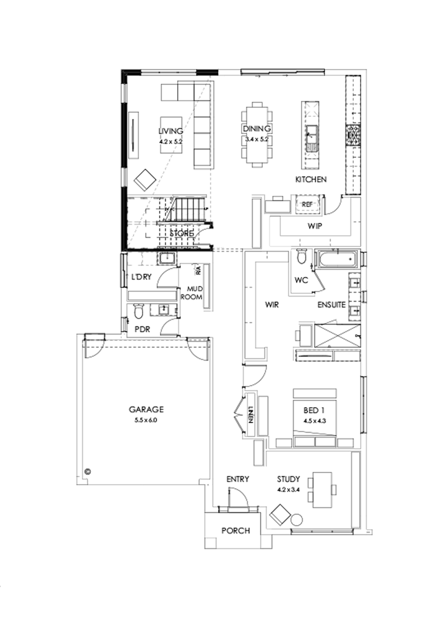 40 Ground Floor Floorplan (Void - Flipped)
