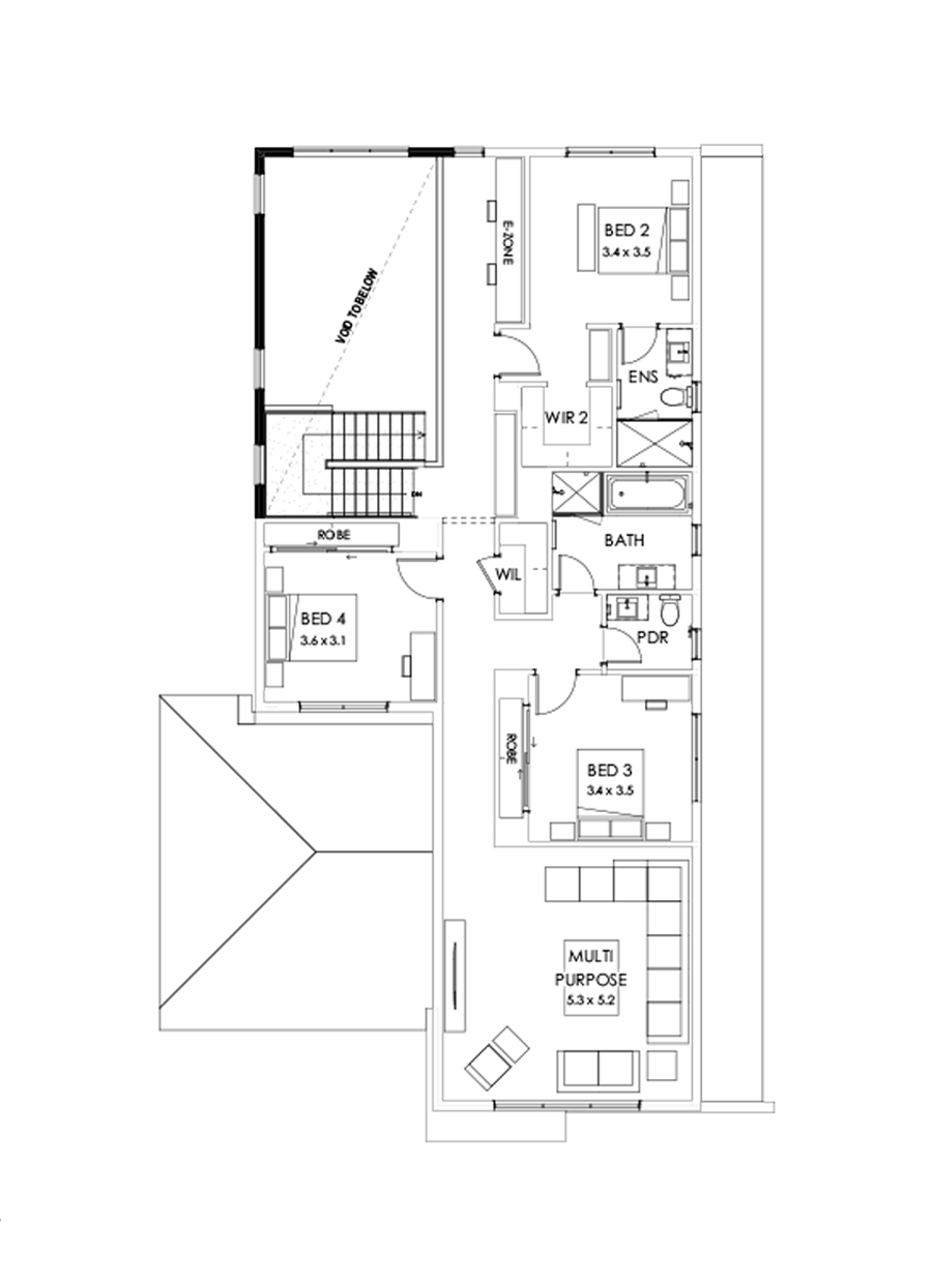 40 First Floor Floorplan (Void - Flipped)