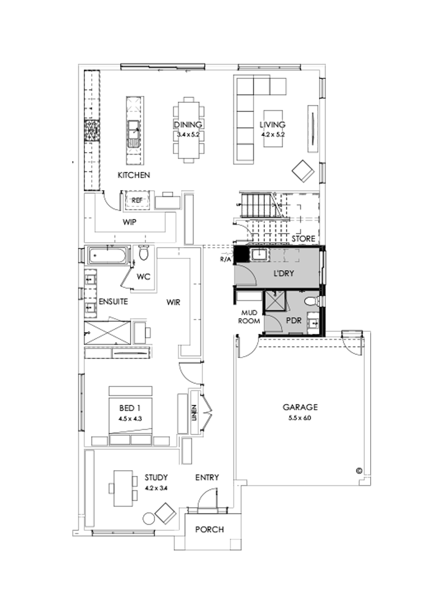 40 Ground Floor Floorplan (Shower to powder)