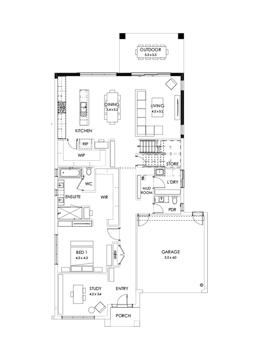 40 Ground Floor Floorplan (Rear balcony )