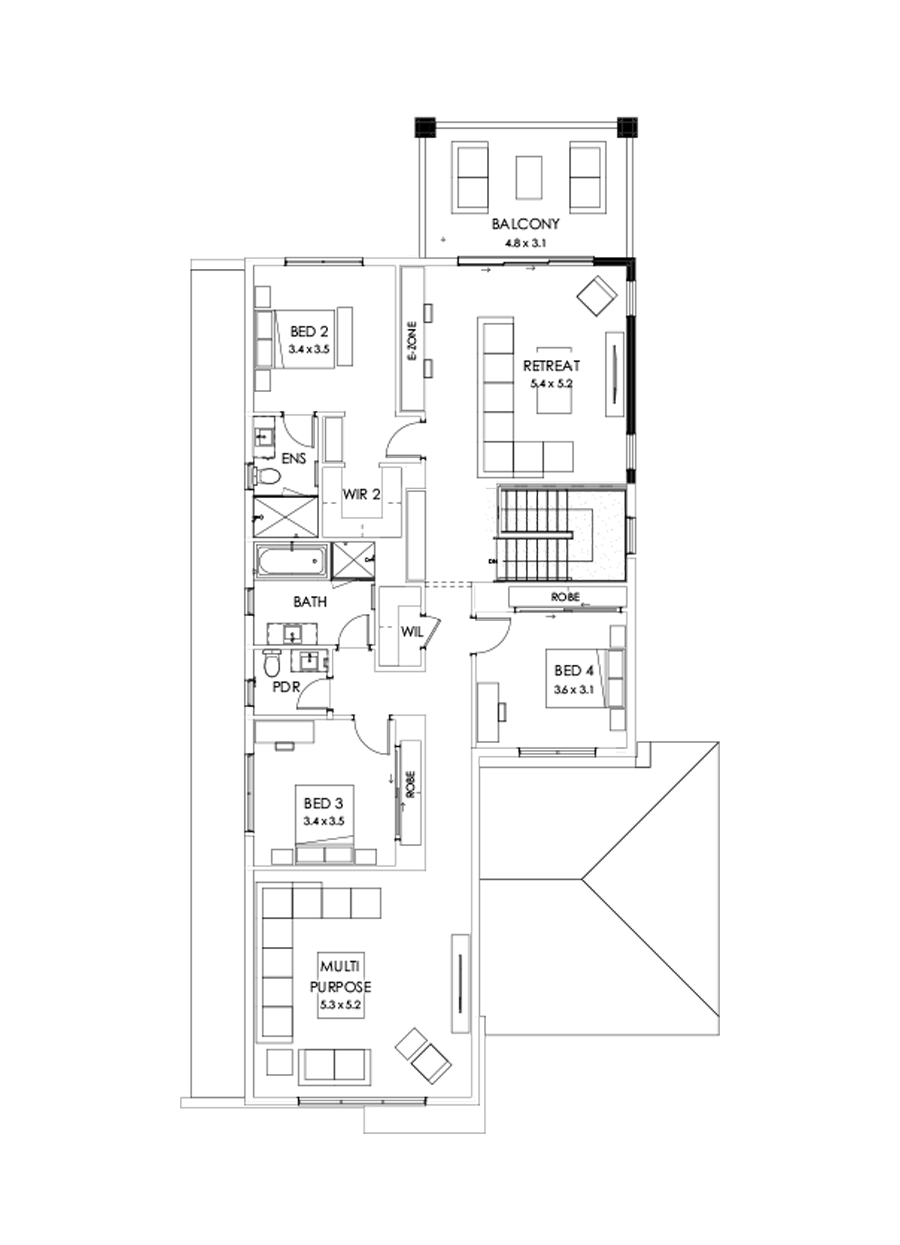40 First Floor Floorplan (Rear balcony )