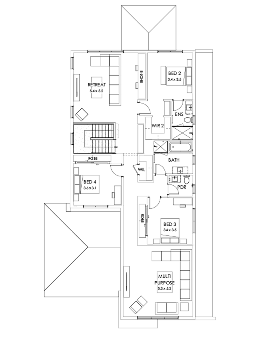 40 First Floor Floorplan (Outdoor living - Flipped)