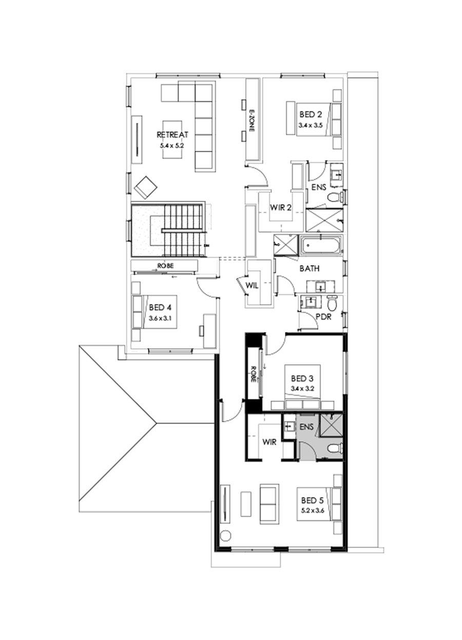 40 First Floor Floorplan (Guest bedroom - Flipped)
