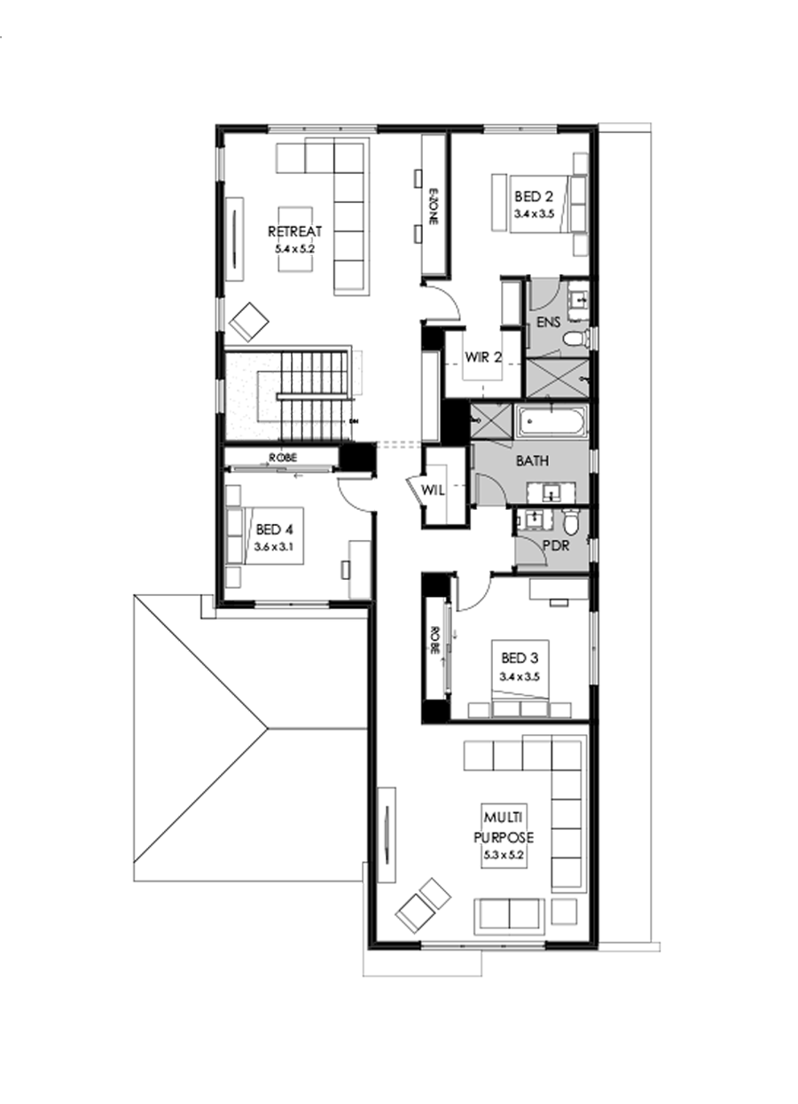 40 First Floor Floorplan (Standard  - Flipped)