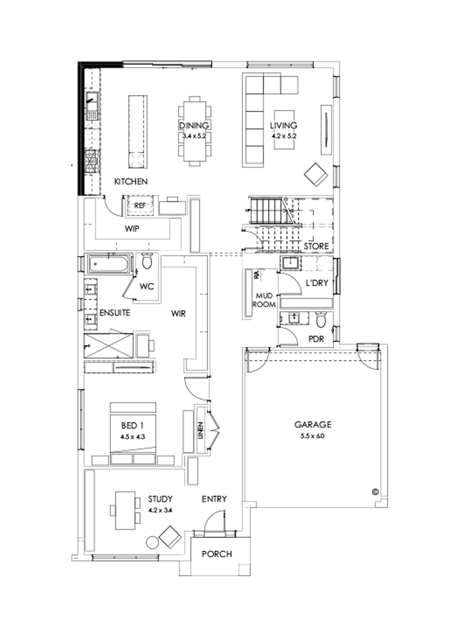 40 Ground Floor Floorplan (Alternative kitchen)