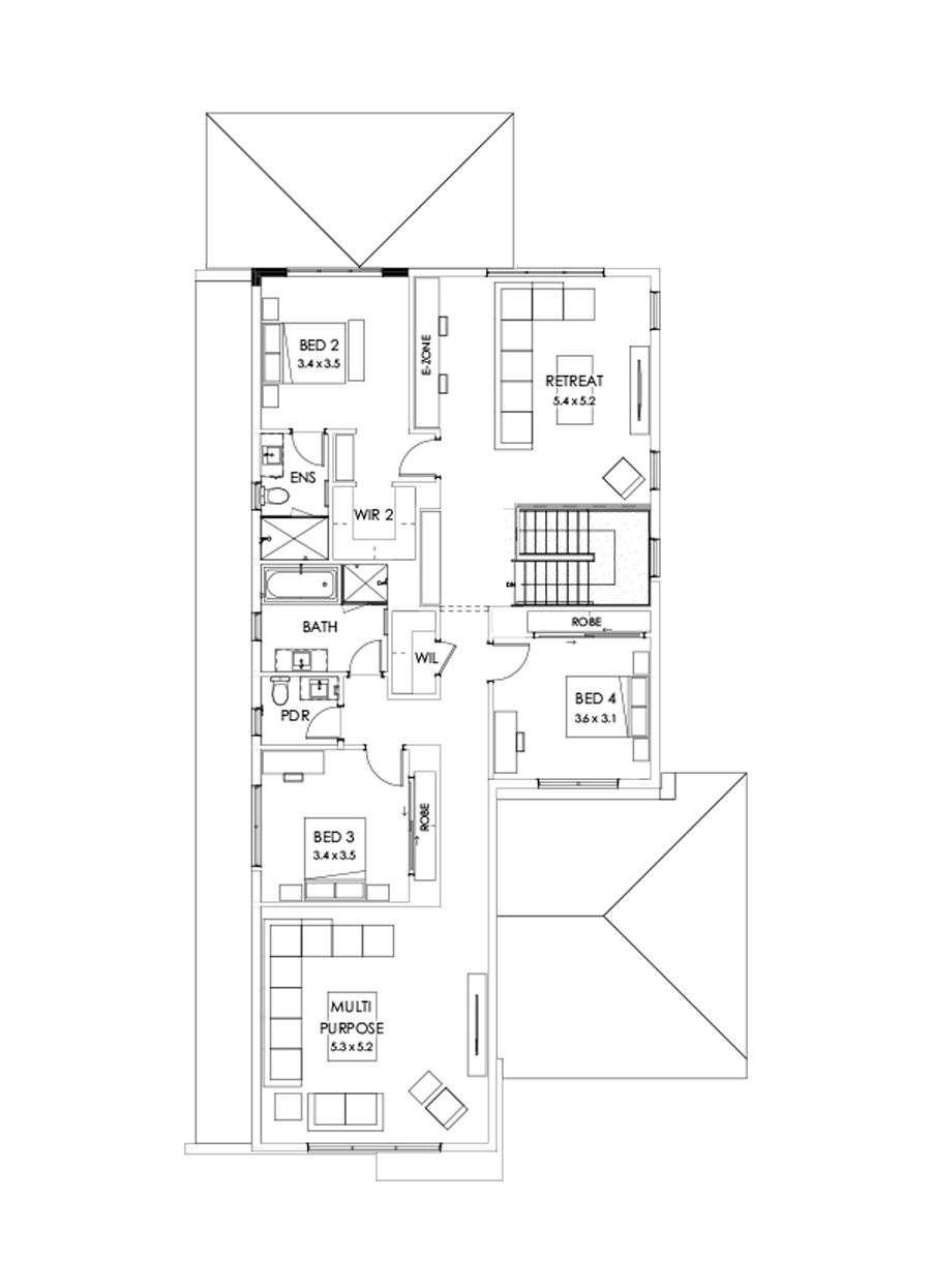 40 First Floor Floorplan (Alternate kitchen L shaped)