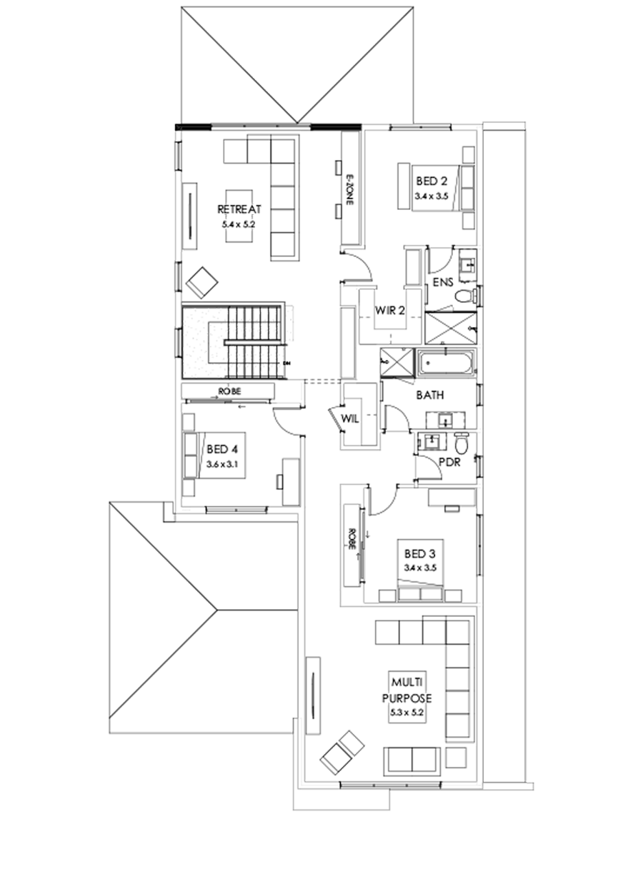 40 First Floor Floorplan (Alternate grand outdoor living - Flipped)