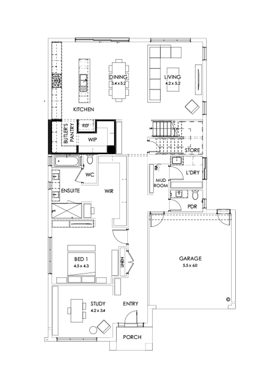 40 Ground Floor Floorplan (Alternate Butler's pantry)